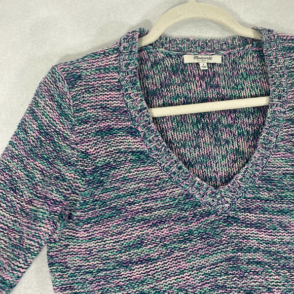 Madewell Sweater Small V-Neck Knit Colorblock Spectrum Pullover Long Sleeve - Picture 10 of 11